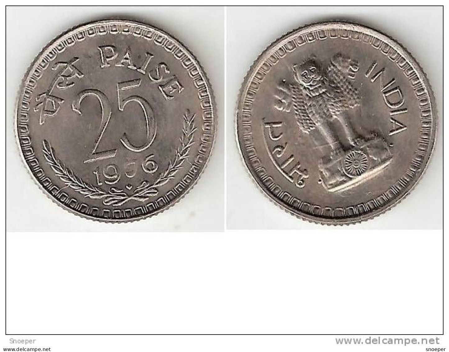 *india 25 Paisa 1976 B   Km 49.1   Unc - Inde