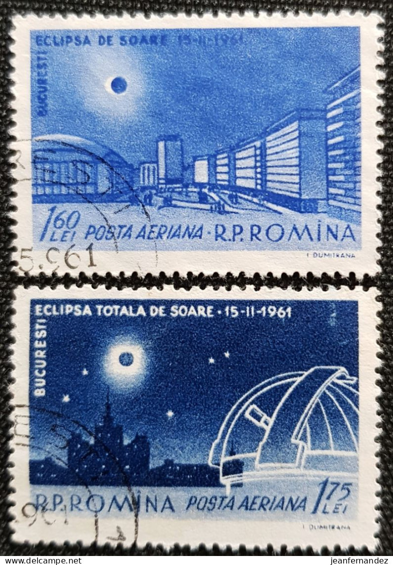 Roumanie 1961 Airmail - Eclipse Totale De Soleil - 15 Février 1961  Stampworld N° 1993 à 1994  Série Complète - Usati