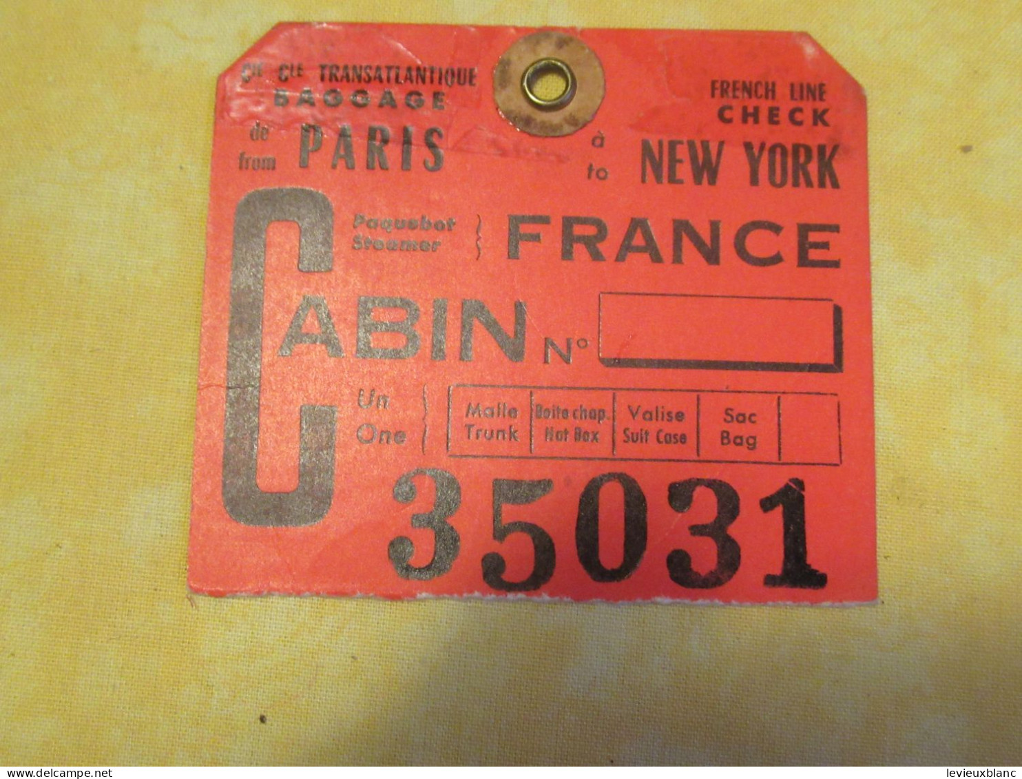 Paquebot " FRANCE"/Etiquette De Bagage Cabine/ Cie Gle Transatlantique/ French Line /Paris New-York /1972     EVM83 - Other & Unclassified