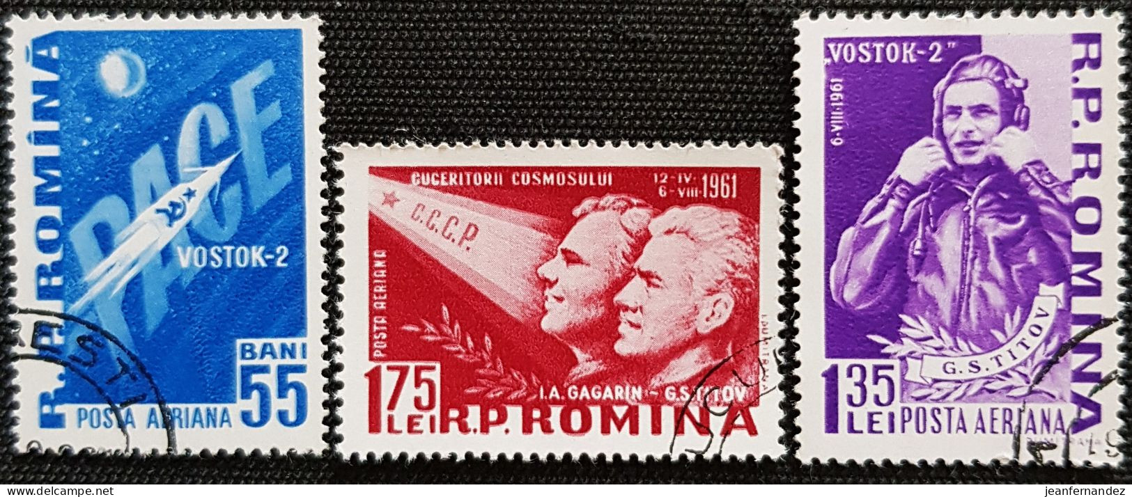 Roumanie 1961 Airmail - Le Deuxième Homme Dans L'espace   Stampworld N° 2006 à 2008  Série Complète - Usado