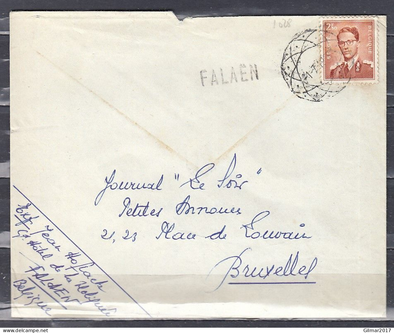 Brief Naar Bruxelles Met Langstempel Falaen - Langstempel