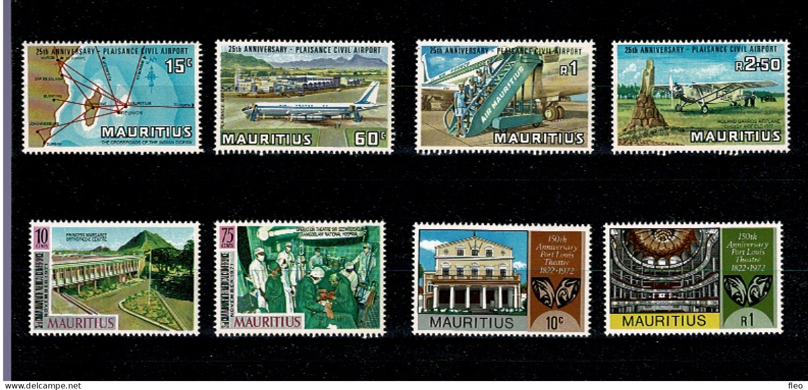 Mauritius ** :1971 Medical Conference & Serie Plaisance Civil Airport &1972 Port Louis Theatre Anniversary - Maurice (1968-...)