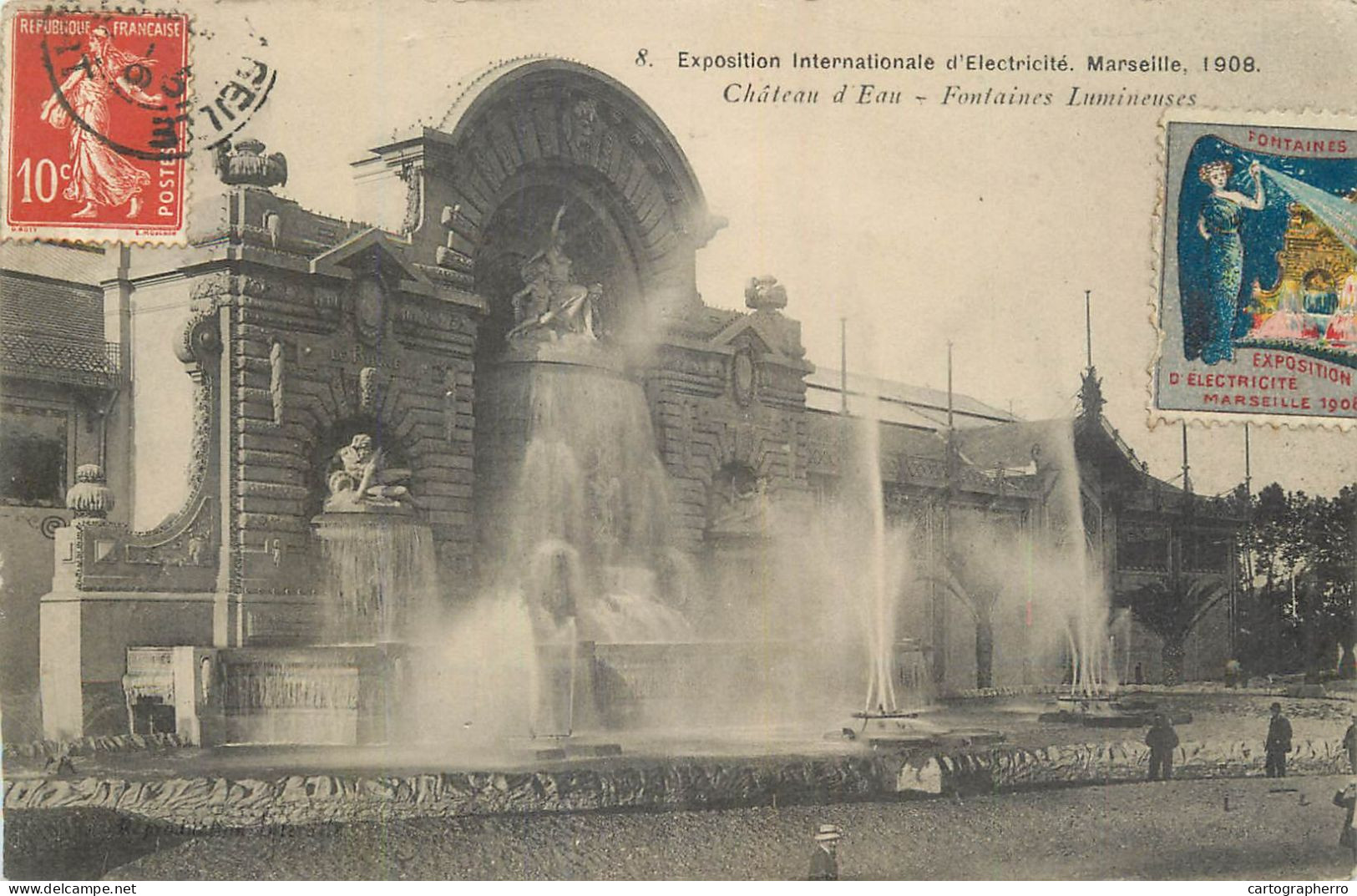 France Marseille Exposition Internationale D'Electricite 1908 Chateau D'Eau Fontaines Lumineuses - Exposition D'Electricité Et Autres