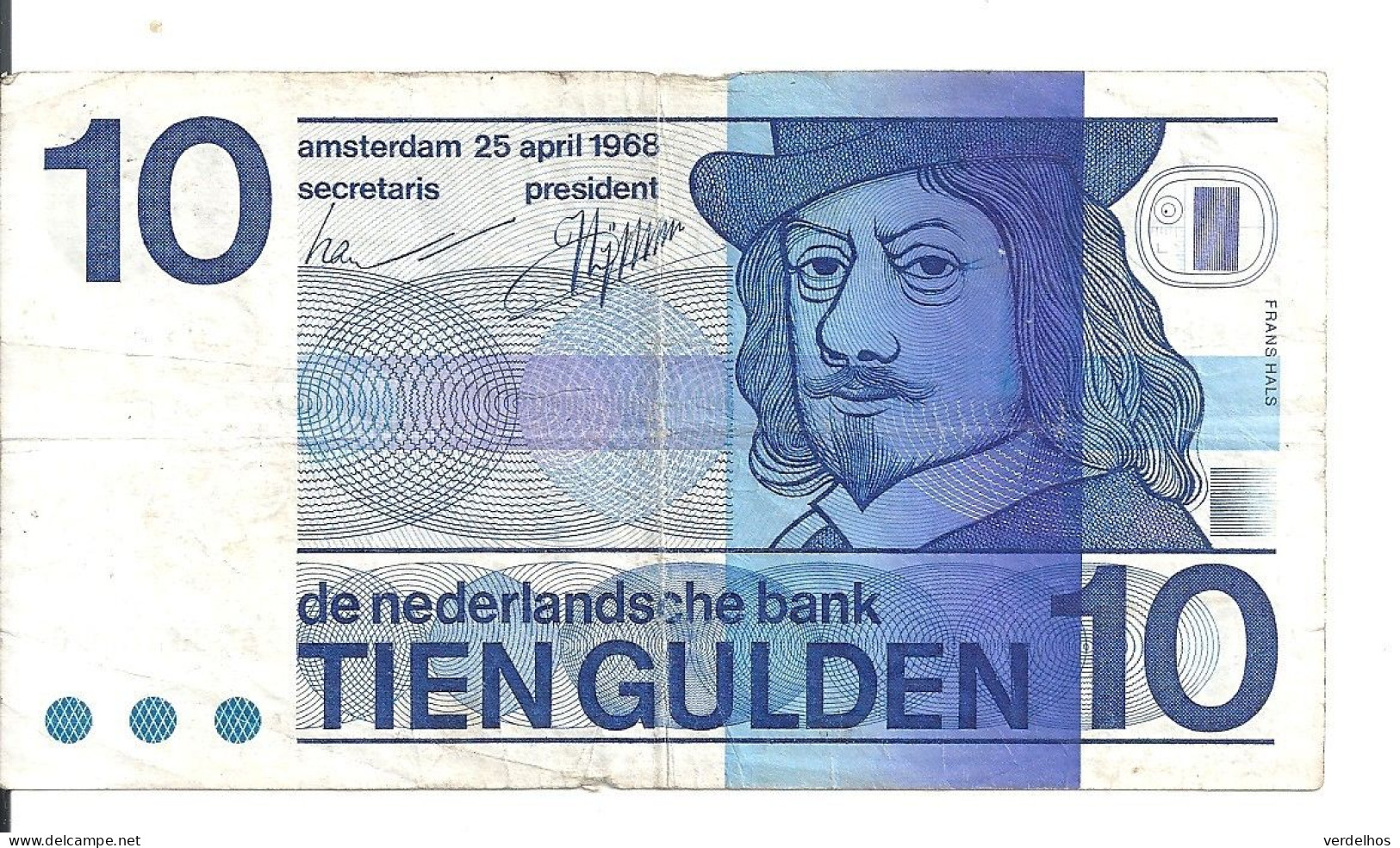 PAYS-BAS 10 GULDEN 1968 VF P 91 - 10 Gulden