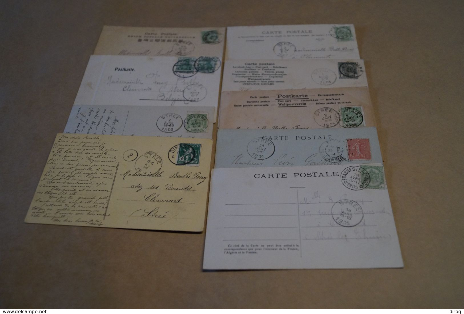 Superbe Lot De 9 Envois Avec Belle Oblitération De Strée,envois Sur Belles Cartes Anciennes - Erinnophilia [E]