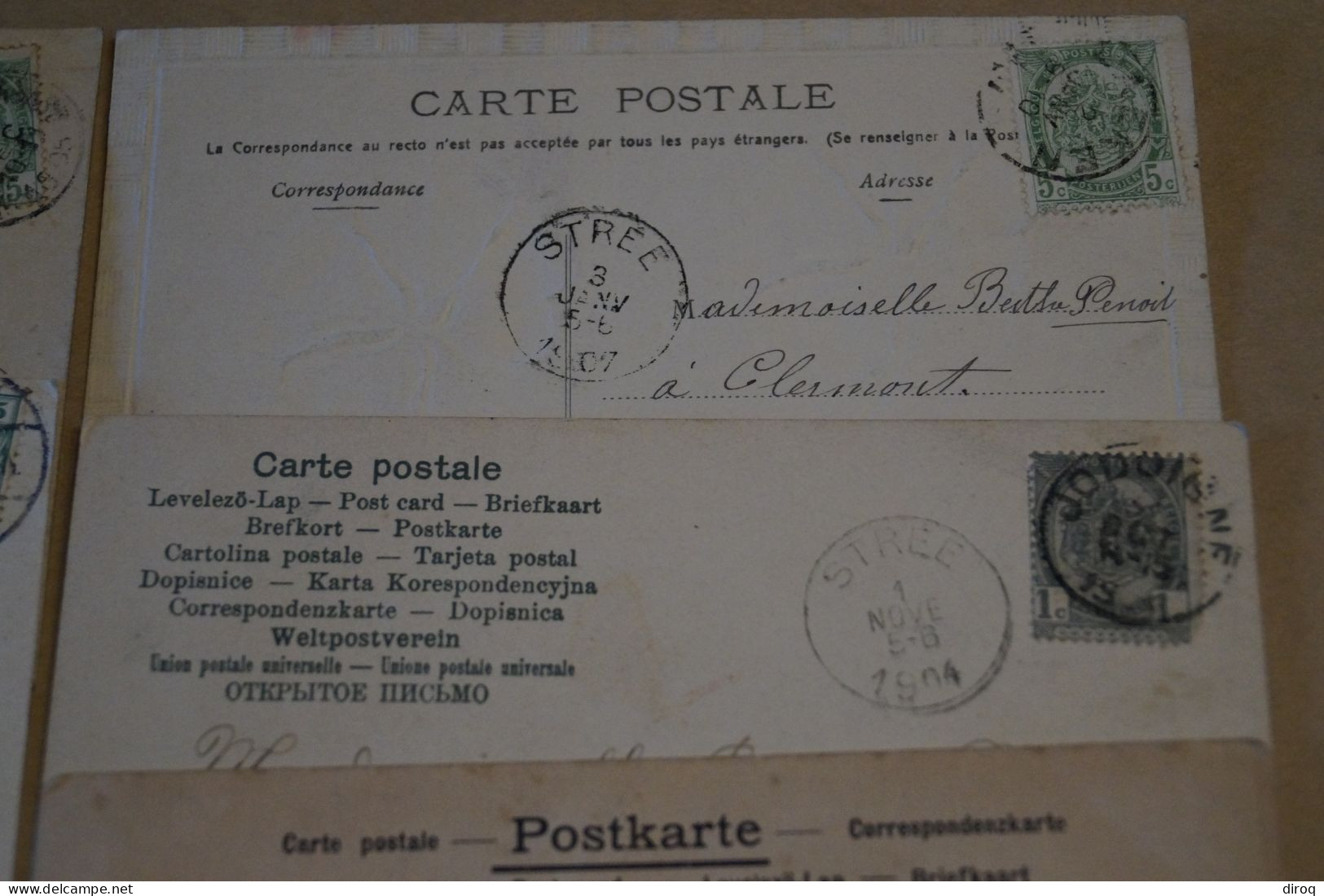 superbe lot de 9 envois avec belle oblitération de Strée,envois sur belles cartes anciennes