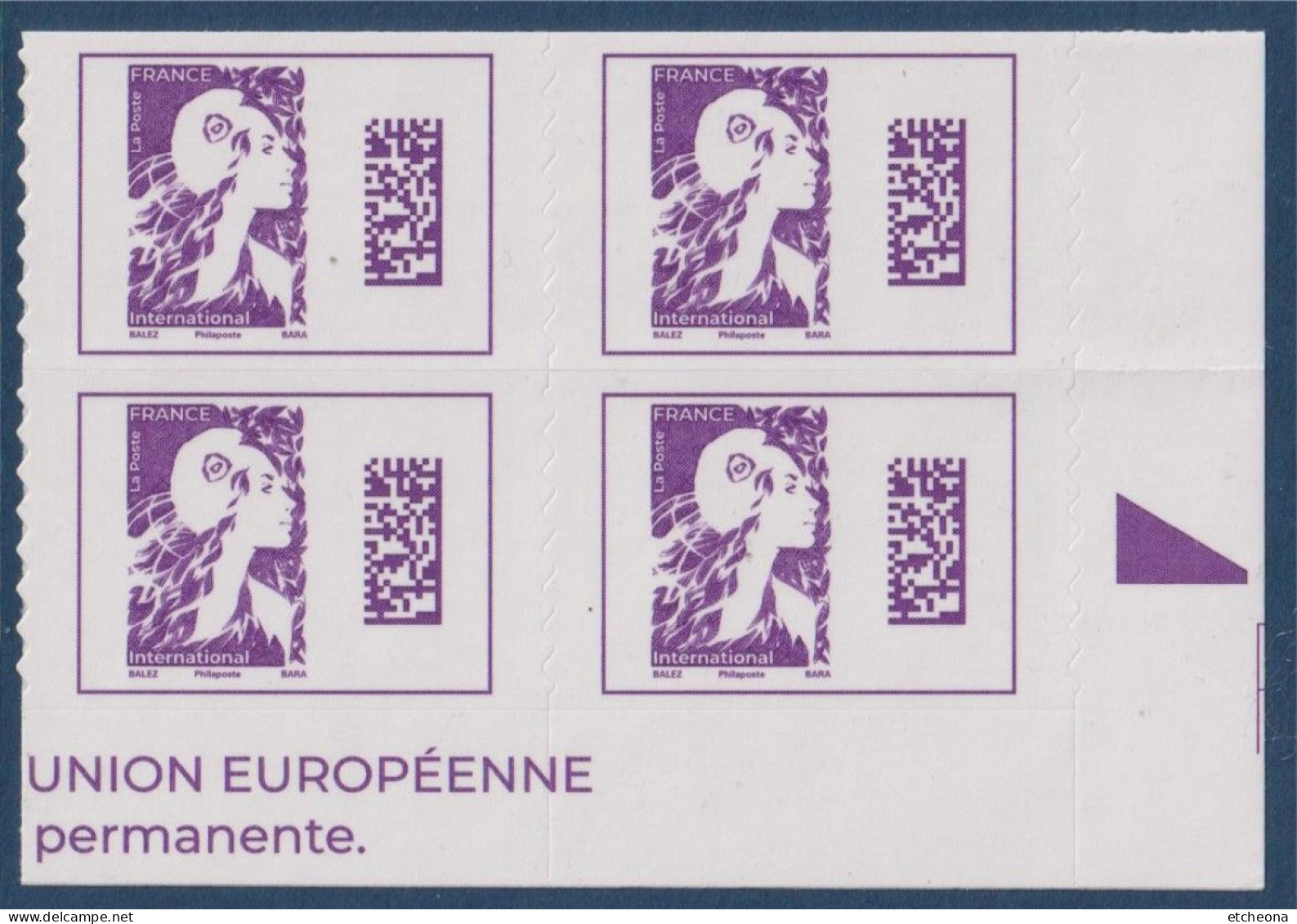 Marianne De L'Avenir International Adhésif Neuf X4 Coin De Feuille Avec Repère Triangle - 2023-... Marianne De L’avenir