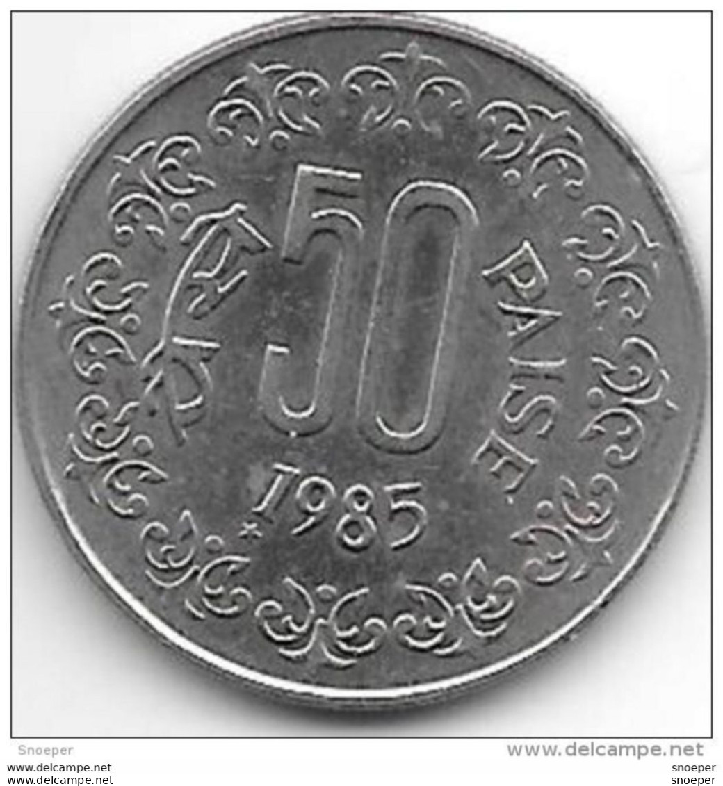 *india 50 Paisa 1985 H Km 65  Xf+ Catalog Val 4$ - Inde