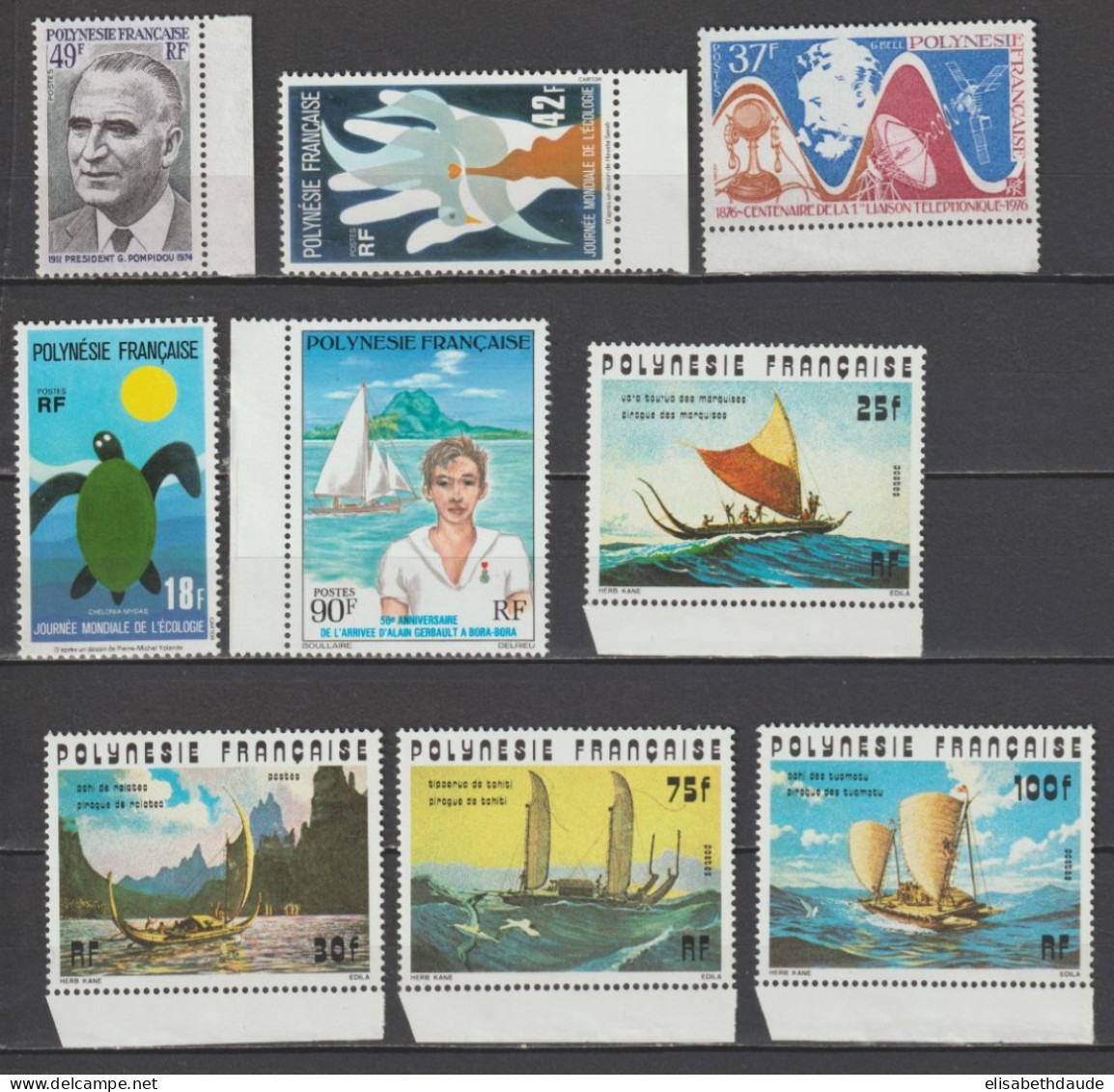 POLYNESIE - 1976 - ANNEE COMPLETE YVERT N°106/114 ** MNH - COTE 2017 = 111.5 EUR. - - Années Complètes