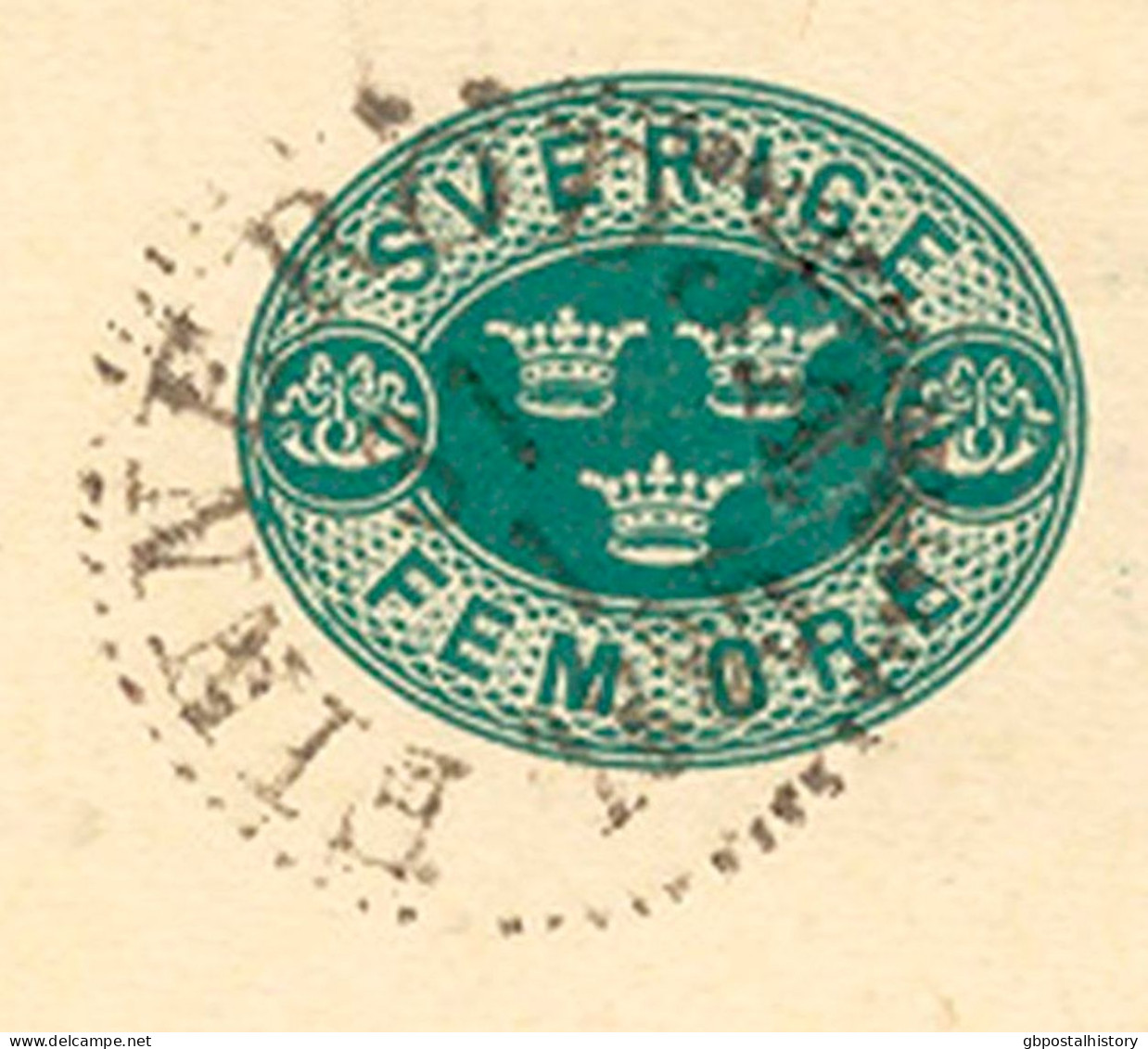 SWEDEN January 31, 1895, "FINNERÖDJA" K1 On 5 (FEM) ÖRE Green Postal Stationery Postcard - 1885-1911 Oscar II