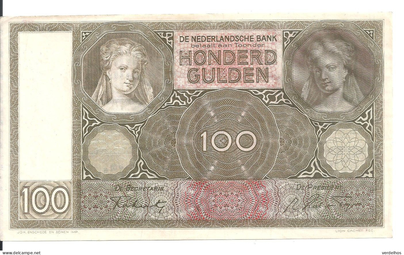 NETHERLANDS 100 GULDEN 1942 XF++ P 51 C - 100 Florín Holandés (gulden)