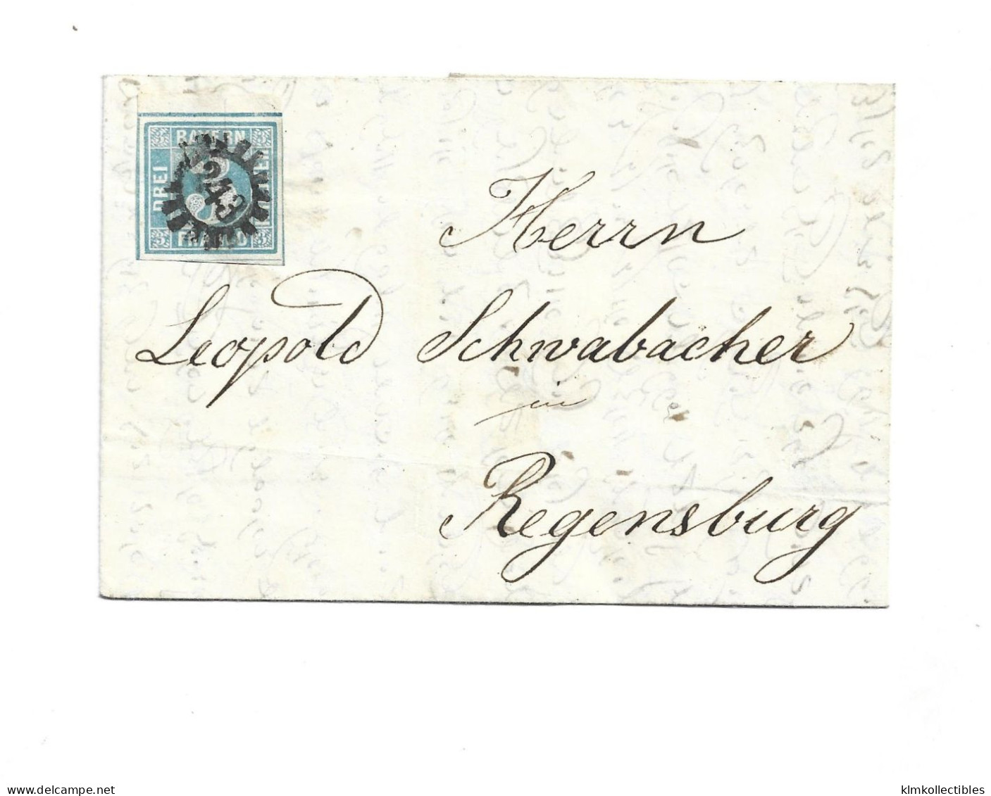 GERMANY DEUTSCHLAND - 1851 BAYERN FORWARDED LETTER BRIEF LETTRE TO REGENSBURG - Autres & Non Classés