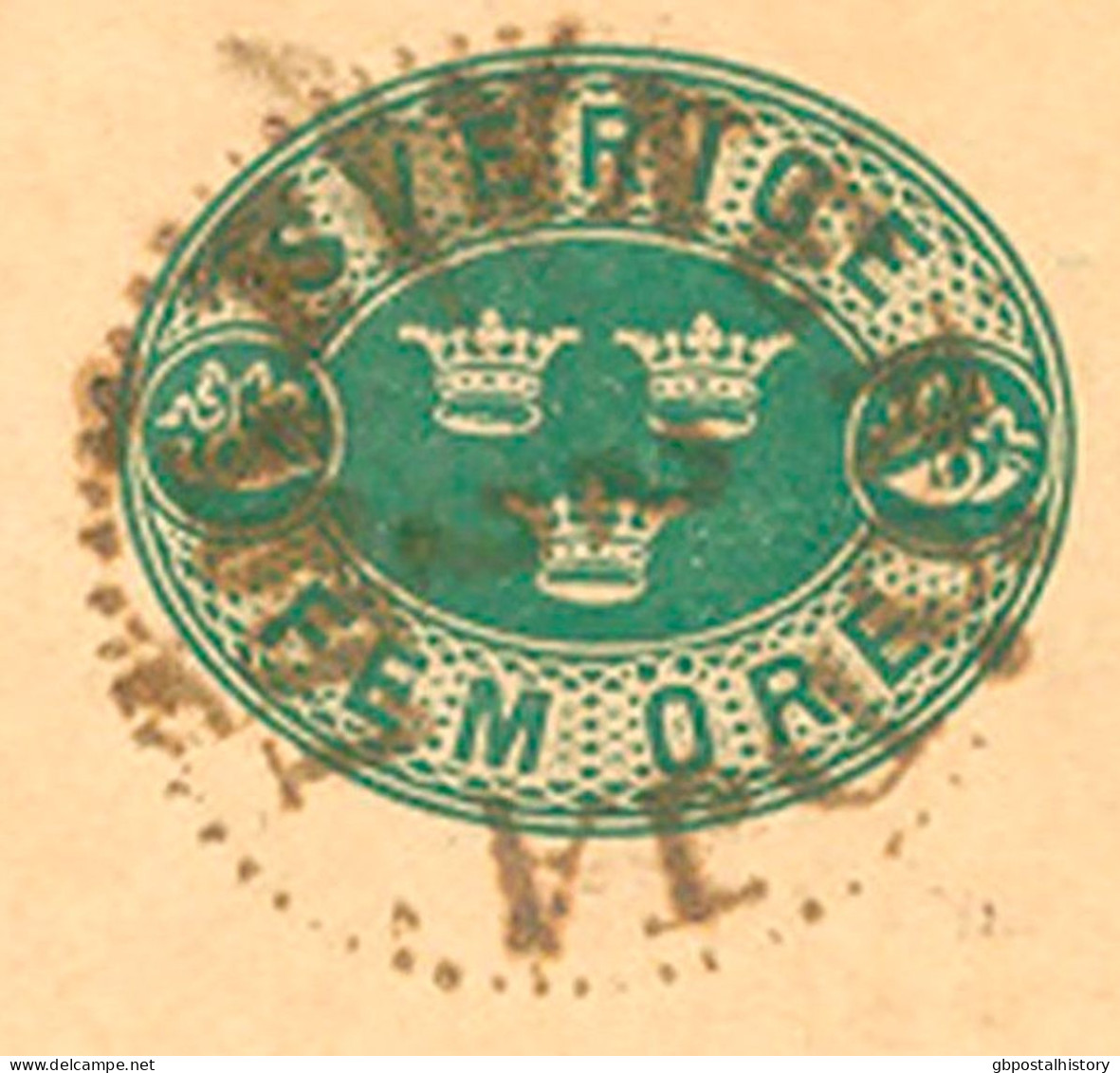 SWEDEN February 2, 1891, "FINNERÖDJA" K1 On 5 (FEM) ÖRE Green Postal Stationery Postcard - 1885-1911 Oscar II