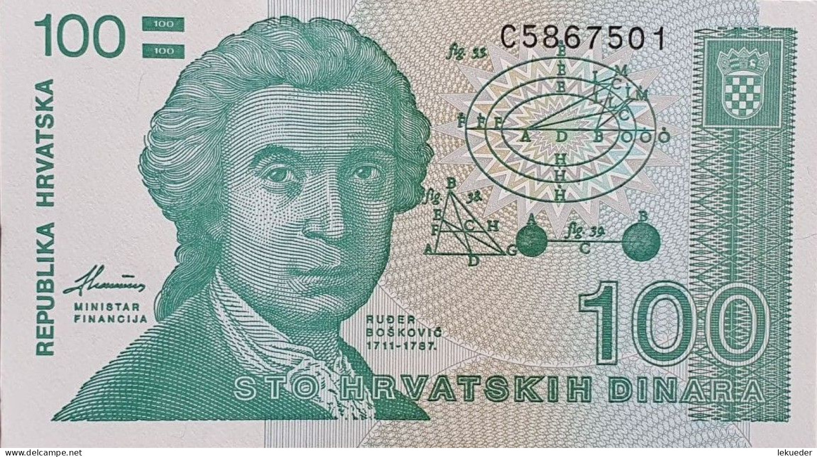 Billete De Banco De CROACIA - 100 Dinara, 1991  Sin Cursar - Kroatië