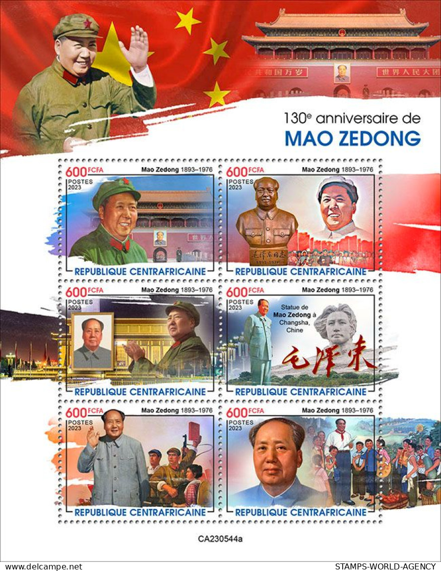 2024-01 - CENTRAL AFRICAN- MAO ZEDONG             6V  MNH** - Mao Tse-Tung