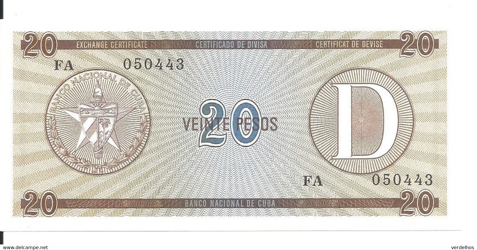 CUBA 20 PESOS ND1985 UNC P FX36 - Cuba