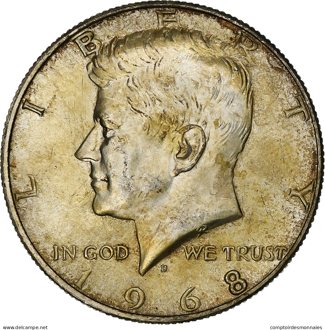 États-Unis, Half Dollar, John F. Kennedy, 1968, Denver, Argent, TTB, KM:202a - 1964-…: Kennedy