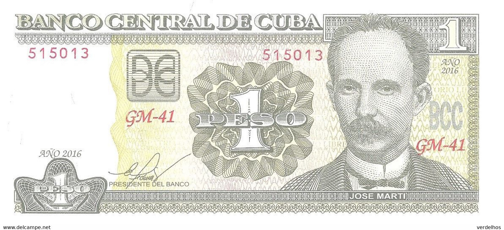 CUBA 1 PESO 2016 UNC P 128 G - Cuba