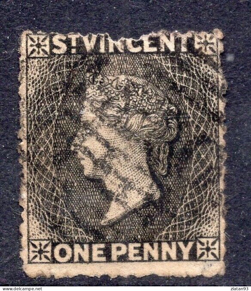 GRANDE BRETAGNE COLONIE Saint Vincent YT N°3 ONE PENNY BLACK Oblitéré - St.Vincent (...-1979)