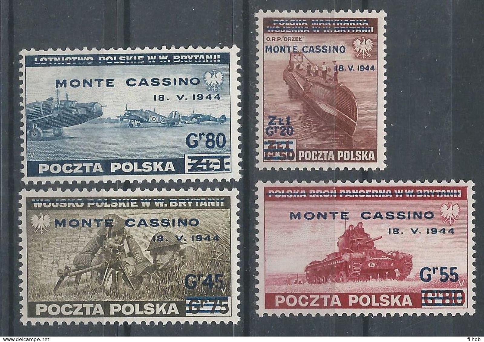 Poland Stamps MNH ZC 338 P-T: Editions Of The Government In Exile Monte Cassino - Regering In Londen(Ballingschap)