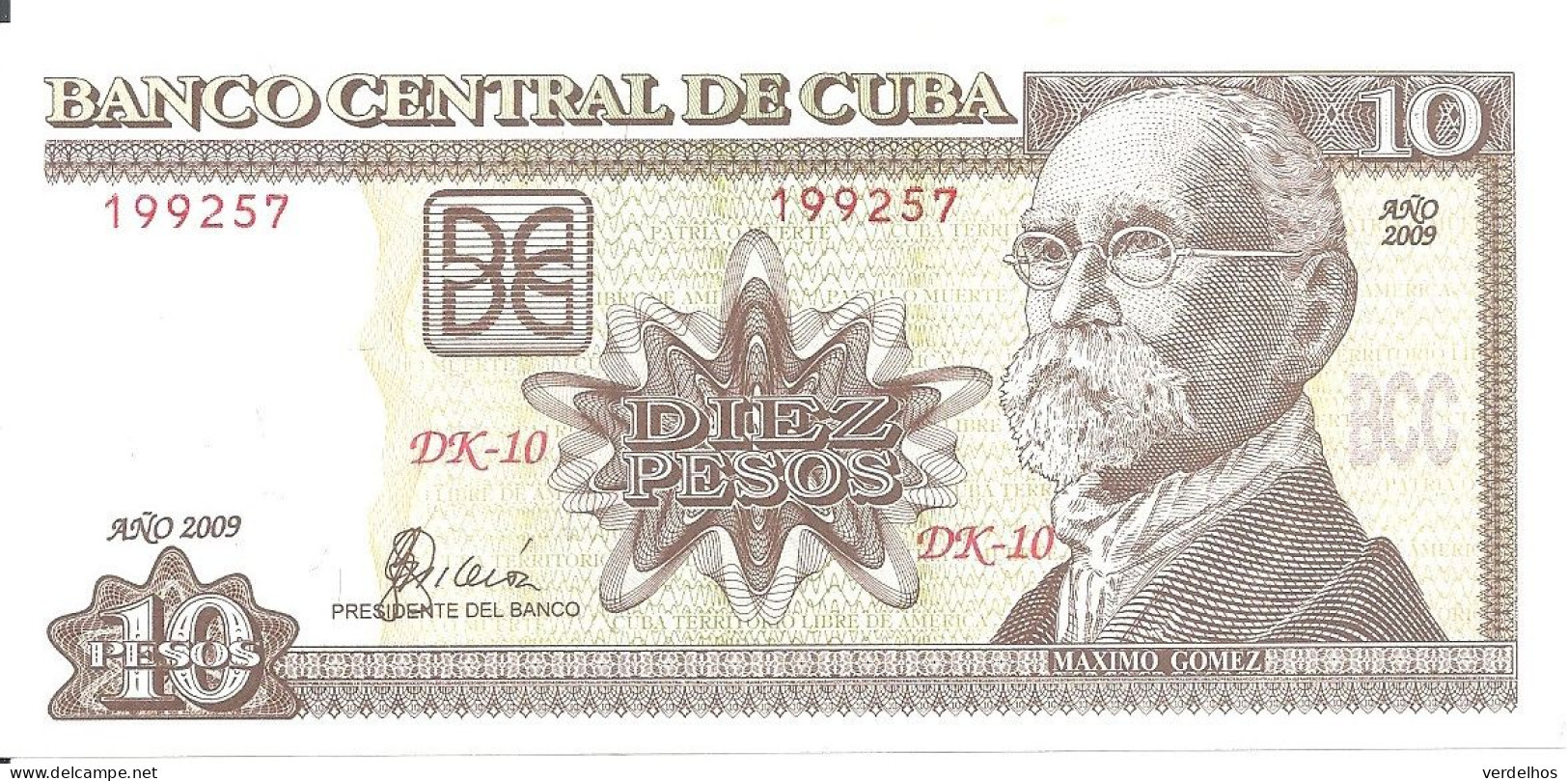 CUBA 10 PESO 2009 UNC P 117 K - Cuba