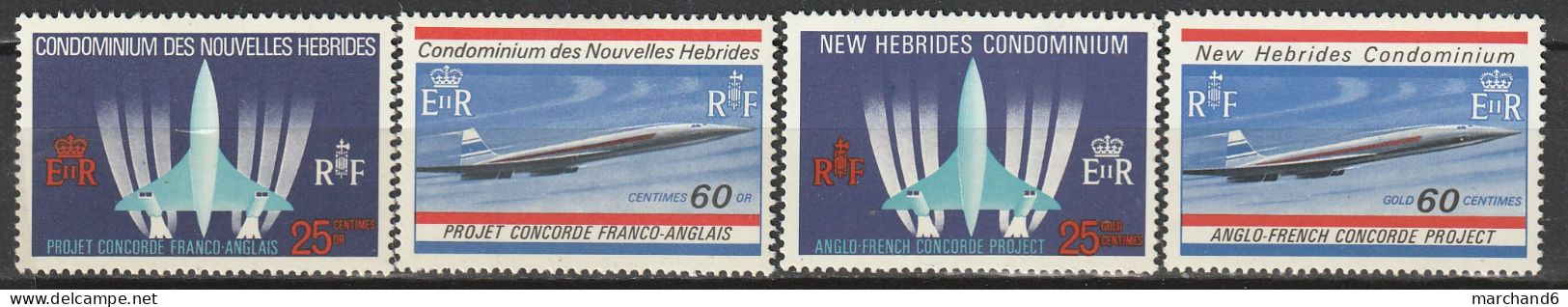 Nouvelles Hébrides Avion Supersonique Franco Britanique Concorde1968 N°276/279 Neuf*charnière - Ungebraucht