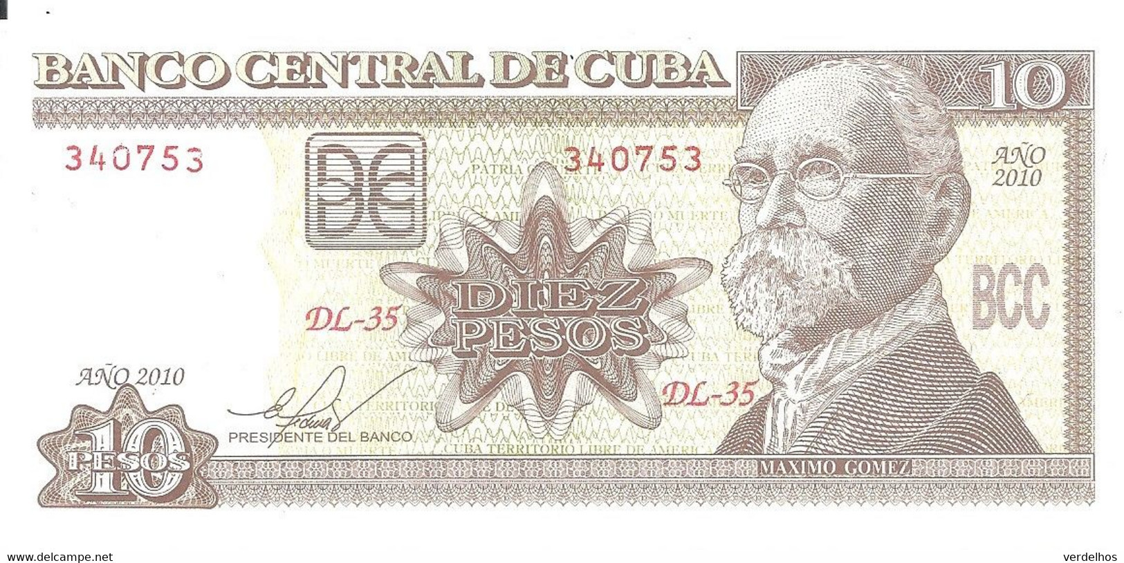 CUBA 10 PESO 2010 UNC P 117 L - Kuba