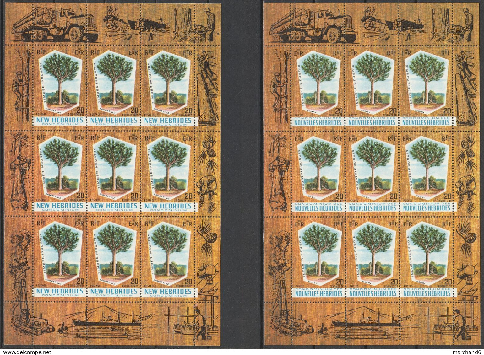 Nouvelles Hébrides Insdustrie Du Bois 1969 La Feuille France Anglaise Feuillet N°280/281 Neuf** - Unused Stamps