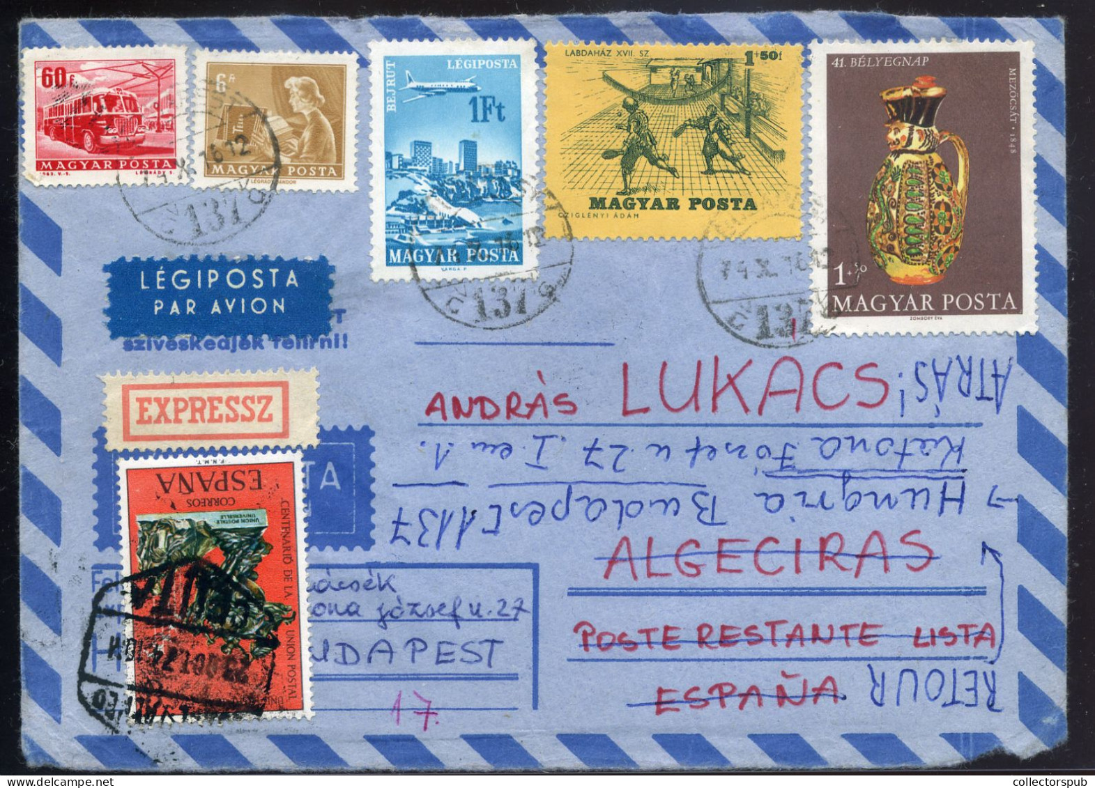 HUNGARY > SPAIN Interesting Retour Airmail Cover 1974 - Storia Postale
