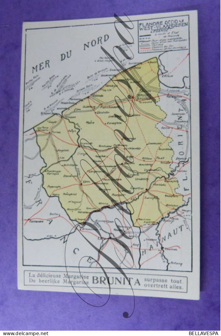 Brunita Boter Beurre Pub  Margarine Landkaart  10 x cpa  (9 x provincies en Kaart Belgie)