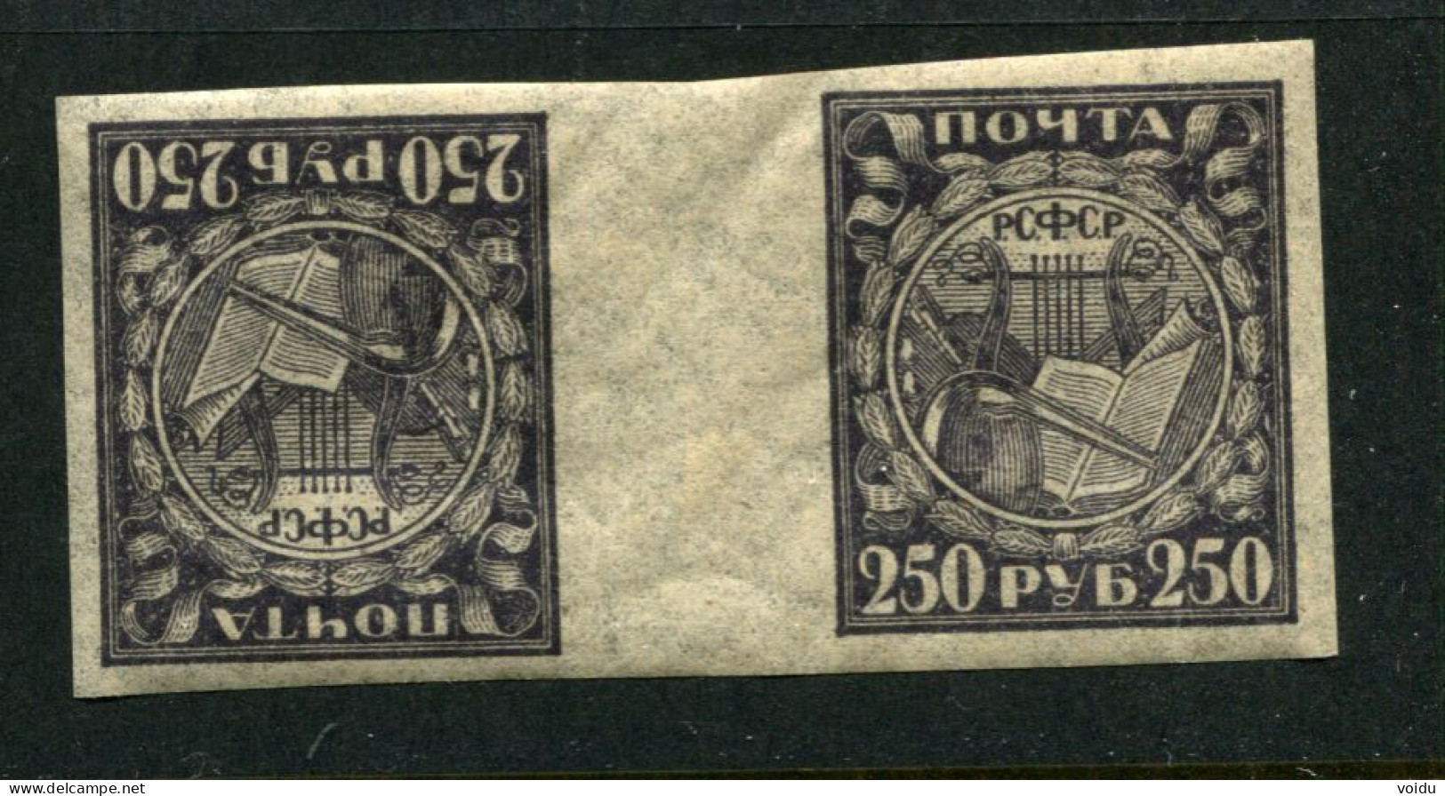 Russia 1921, Michel Nr 158y In Tete-beche Pair, MLH Pelure Paper - Ongebruikt