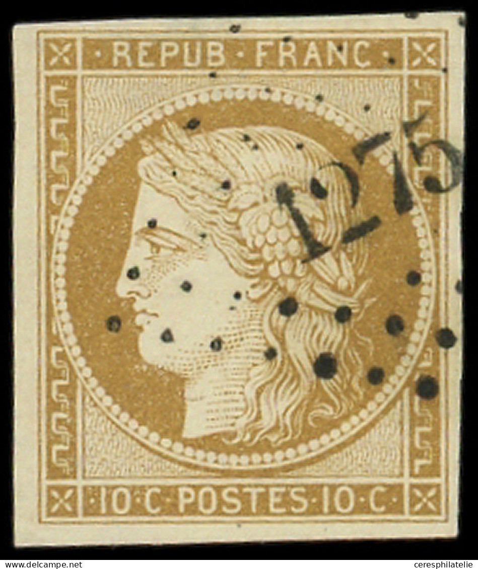 EMISSION DE 1849 - 1    10c. Bistre-jaune, Obl. PC 1275, Frappe Superbe - 1849-1850 Ceres