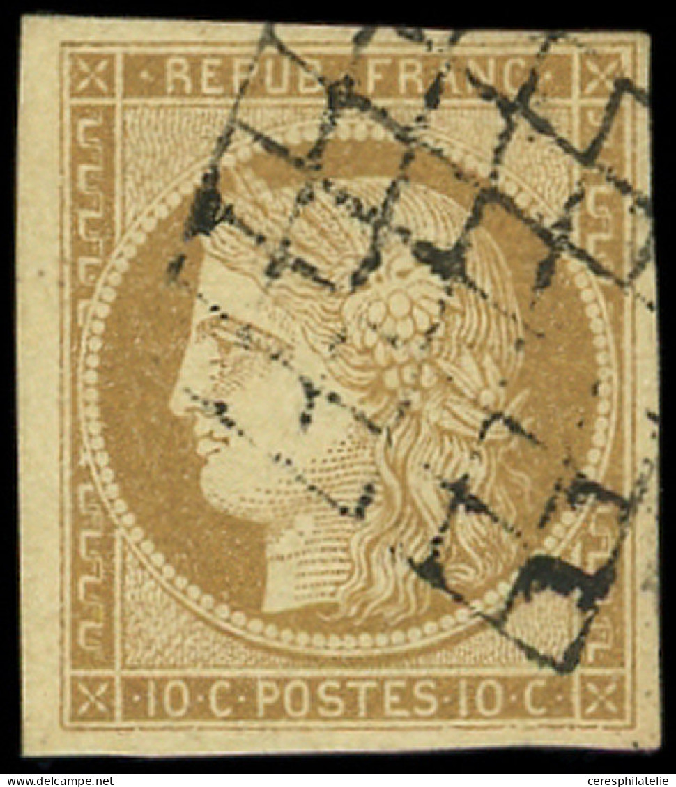 EMISSION DE 1849 - 1    10c. Bistre-jaune, Obl. GRILLE, TB. Br - 1849-1850 Ceres