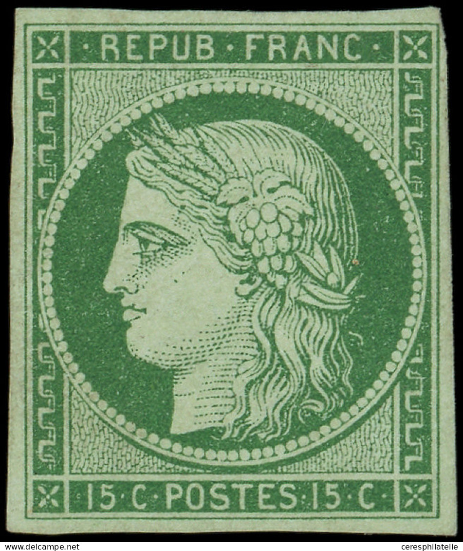 (*) EMISSION DE 1849 - 2    15c. Vert, Neuf Sans Gomme, Frais Et TB - 1849-1850 Cérès