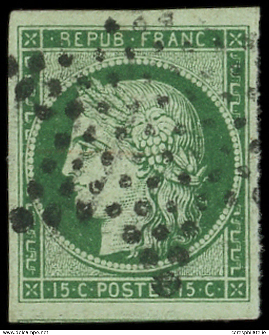 EMISSION DE 1849 - 2b   15c. Vert FONCE, Obl. ETOILE, Grandes Marges, Superbe - 1849-1850 Ceres