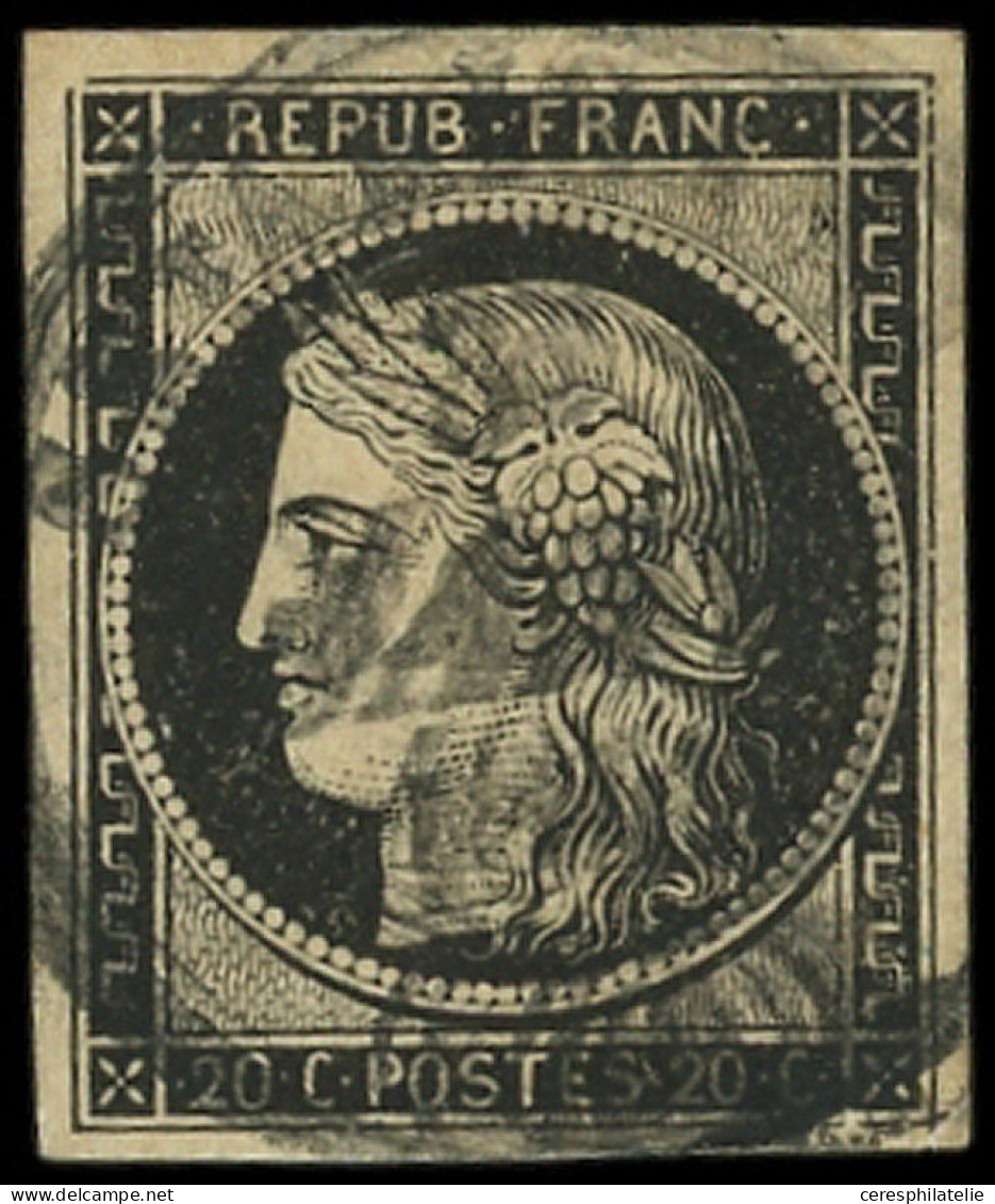 EMISSION DE 1849 - 3    20c. Noir Sur Jaune, Obl. Càd T14 Du 3 JANV 49, TB. J - 1849-1850 Ceres