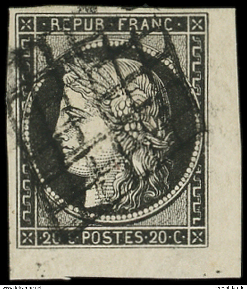 EMISSION DE 1849 - 3a   20c. Noir Sur Blanc, Cdf, Obl. GRILLE, Superbe. C - 1849-1850 Ceres