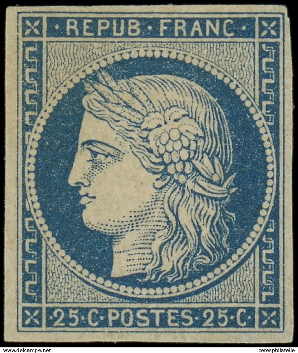 * EMISSION DE 1849 - 4    25c. Bleu, Très Belle Gomme, TB. C Et Br - 1849-1850 Cérès