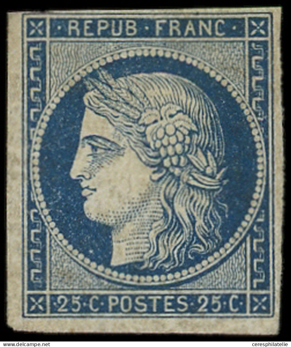 * EMISSION DE 1849 - 4a   25c. Bleu Foncé, Fort Pli, Aspect TB - 1849-1850 Cérès