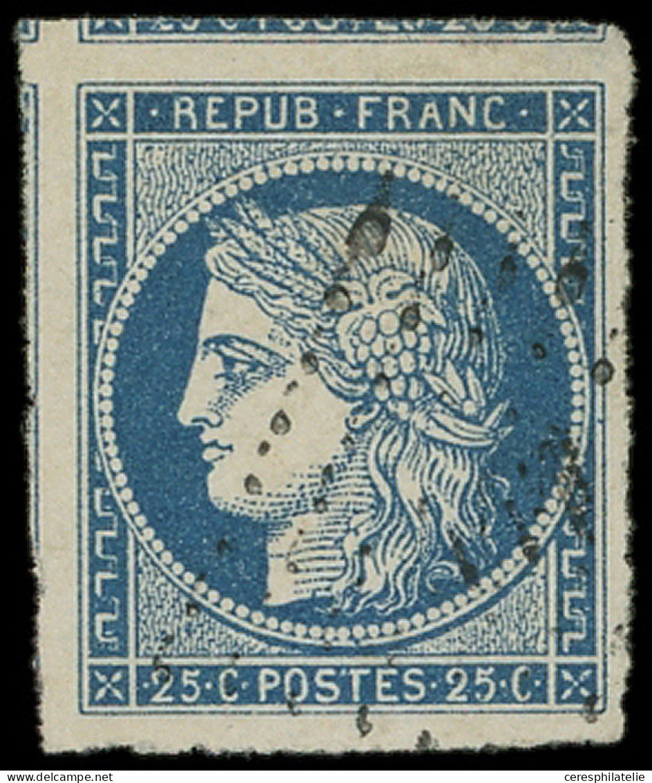 EMISSION DE 1849 - 4    25c. Bleu, 3 Amorces De Voisins, Obl. PC, TTB/Superbe - 1849-1850 Ceres