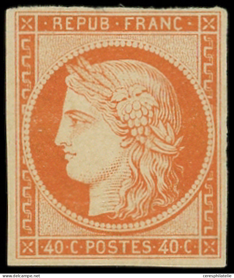 * EMISSION DE 1849 - 5    40c. Orange, Gomme Partielle, Pli Sur Le Haut, Belle Présentation, Fraîcheur - 1849-1850 Ceres