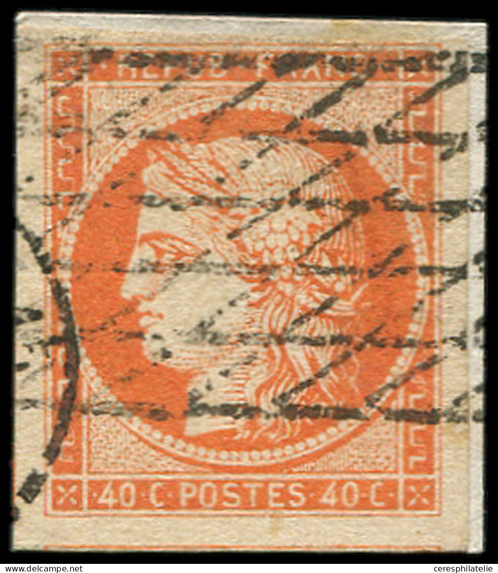 EMISSION DE 1849 - 5    40c. Orange, Obl. GRILLE SANS FIN Sur Petit Fragt, TB - 1849-1850 Cérès