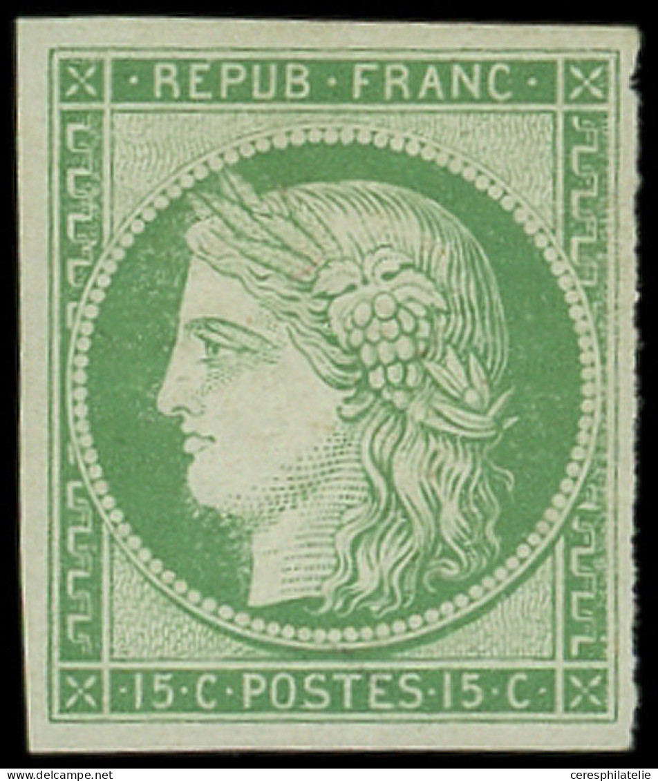 * EMISSION DE 1849 - R2e  15c. Vert Vif Clair, REIMPRESSION, TB - 1849-1850 Cérès