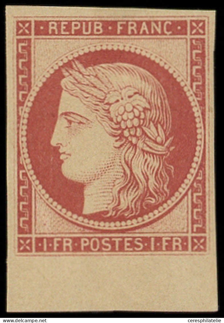 ** EMISSION DE 1849 - R6f   1f. Carmin Foncé, REIMPRESSION, Petit Bdf, TTB - 1849-1850 Ceres