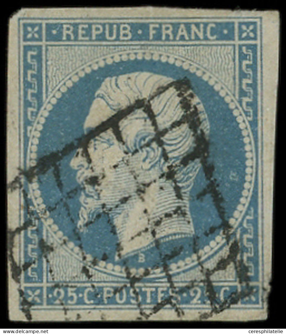 PRESIDENCE - 10   25c. Bleu, Obl. GRILLE, TB. J - 1852 Louis-Napoléon