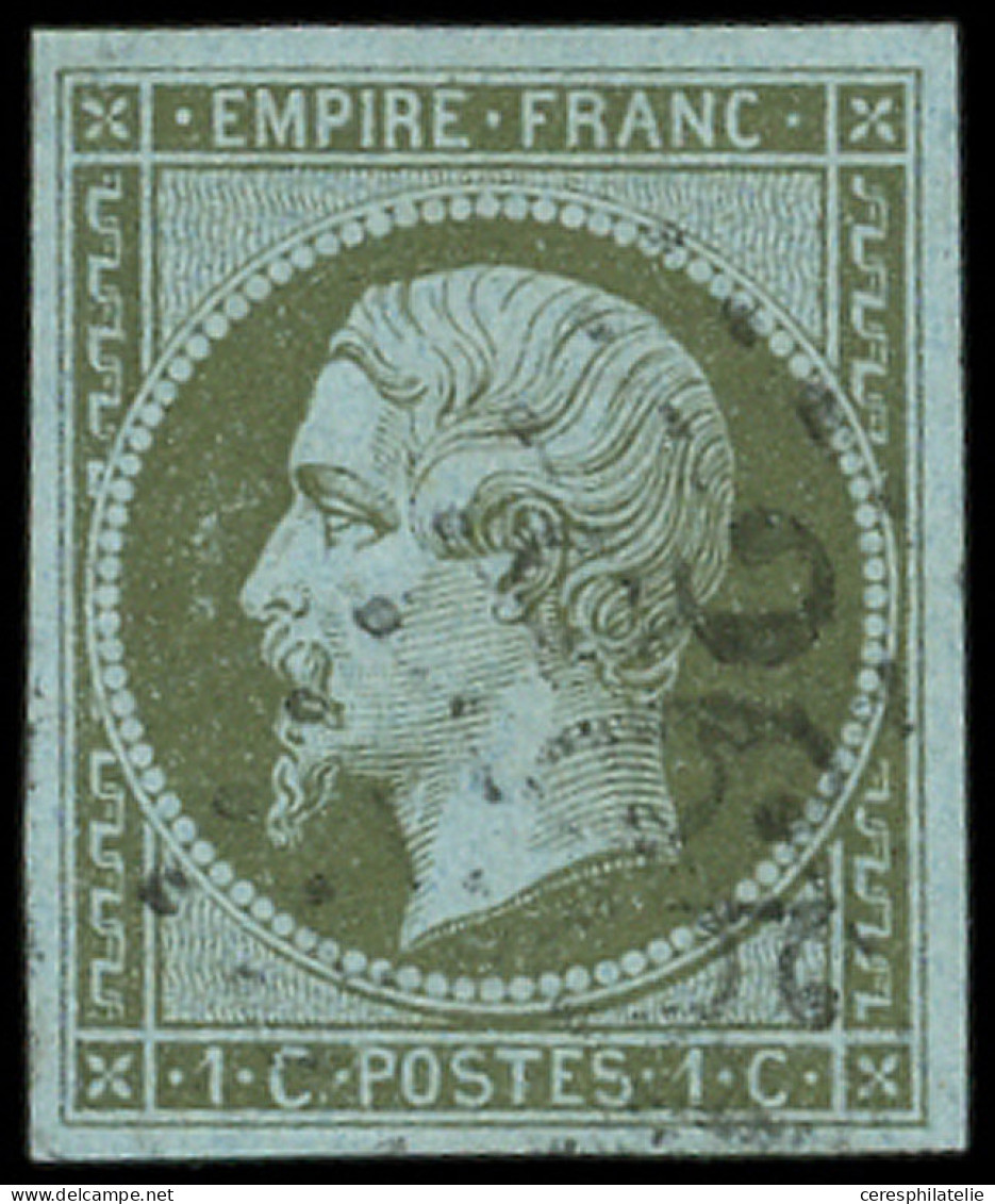 EMPIRE NON DENTELE - 11    1c. Olive, Oblitéré GC, Frappe Légère, TTB. C - 1853-1860 Napoléon III