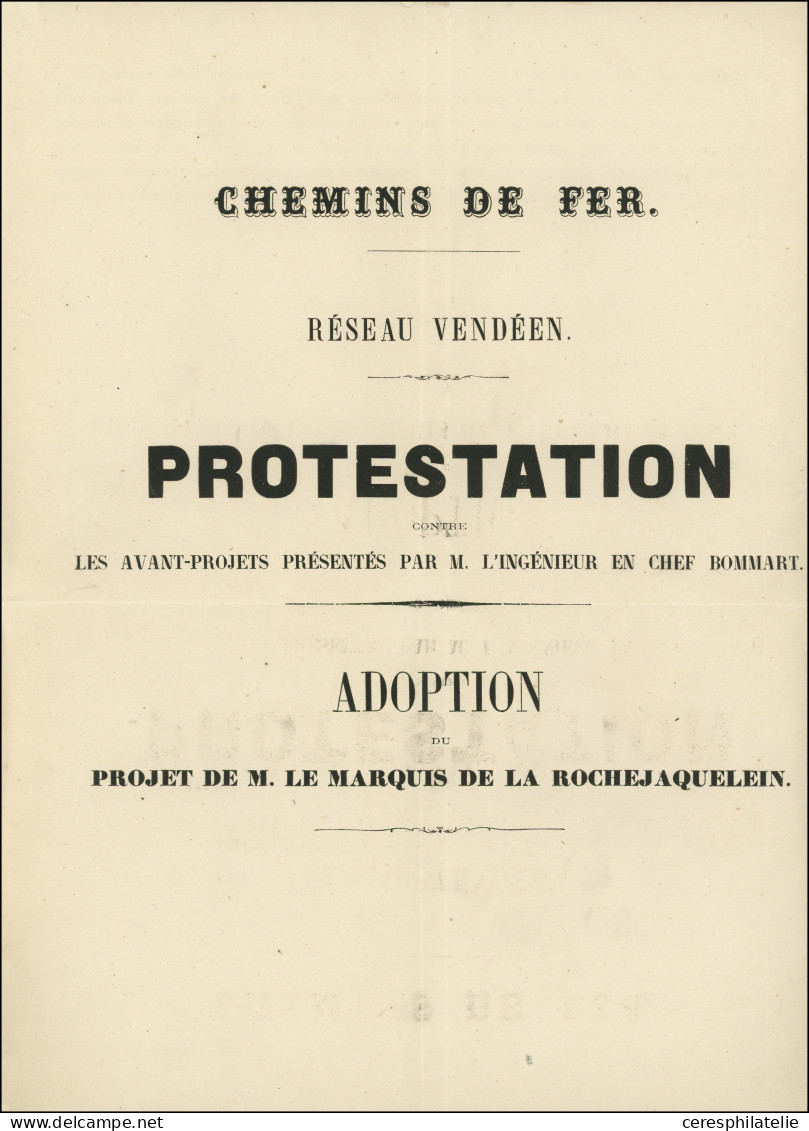 Let EMPIRE NON DENTELE - 11    1c. Olive, BANDE De 3 Obl. Càd T15 NAPOLEON VENDEE S. Protestation Des Chemins De Fer, R  - 1849-1876: Periodo Classico