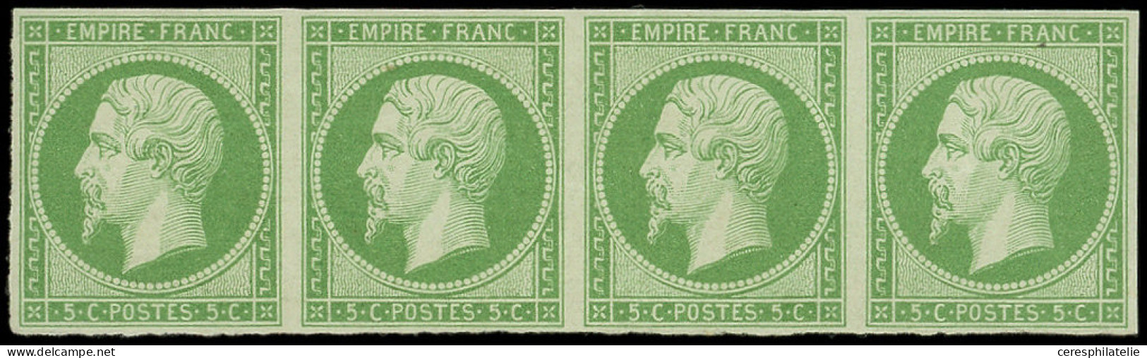 ** EMPIRE NON DENTELE - 12    5c. Vert, BANDE De 4, Grande Fraîcheur, TB - 1853-1860 Napoleon III