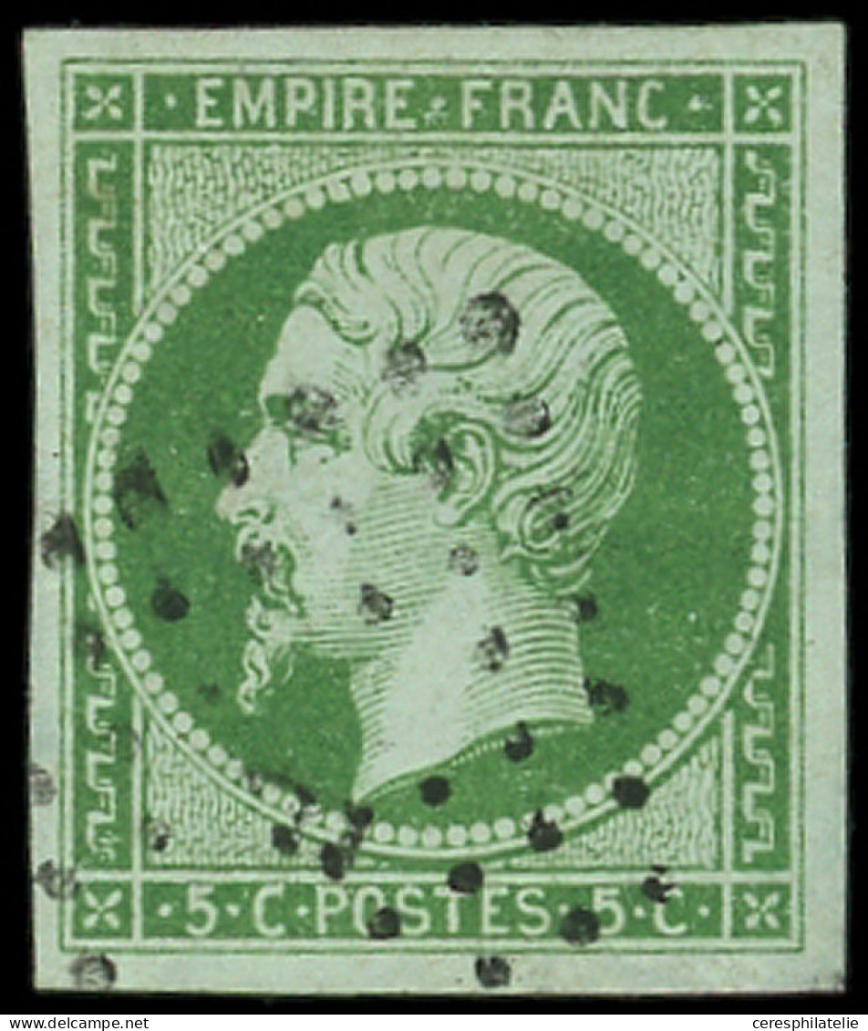 EMPIRE NON DENTELE - 12c   5c. Vert FONCE Sur VERT, Obl. Losange F Bâton, TB - 1853-1860 Napoleon III