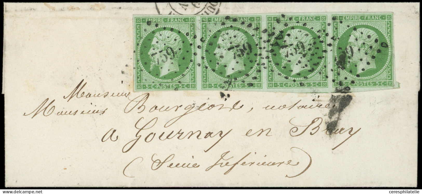 Let EMPIRE NON DENTELE - 12b   5c. Vert FONCE, BANDE De 4, Obl. PC 759 S. LSC, TTB - 1849-1876: Classic Period